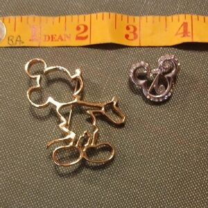 Gold-tone Mickey Mouse Outline Pendant with Crystal Accent Charm
